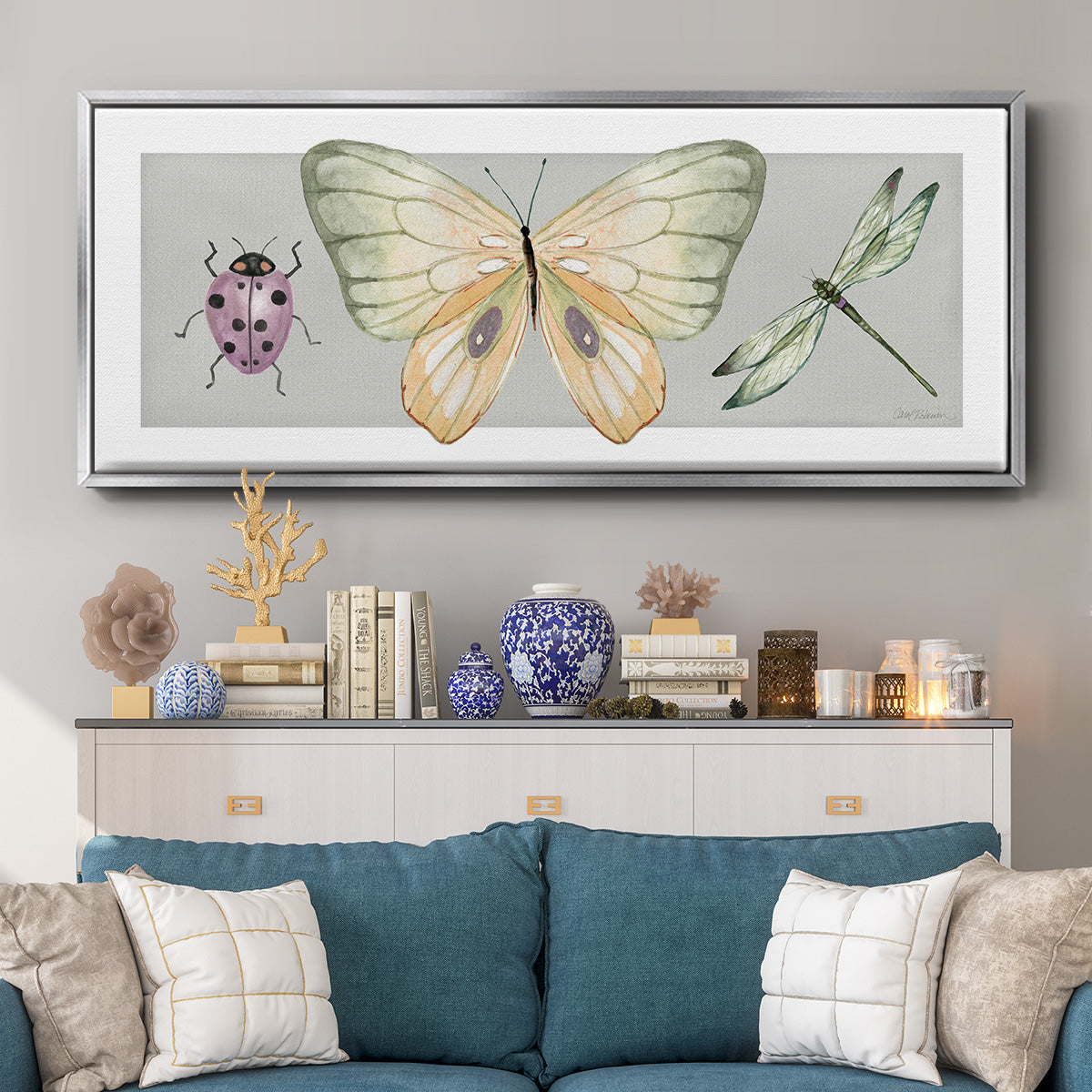 Pretty Insects I - Floater Framed Canvas Print