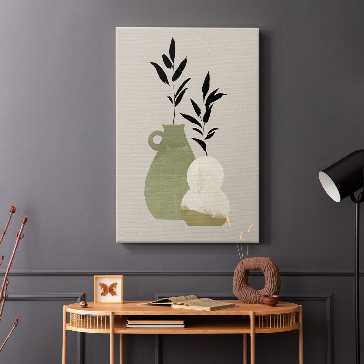 Simple Bud Vases II - Canvas Art Print