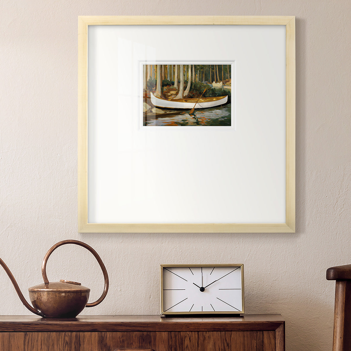 Golden Canoe Premium Framed Print Double Matboard