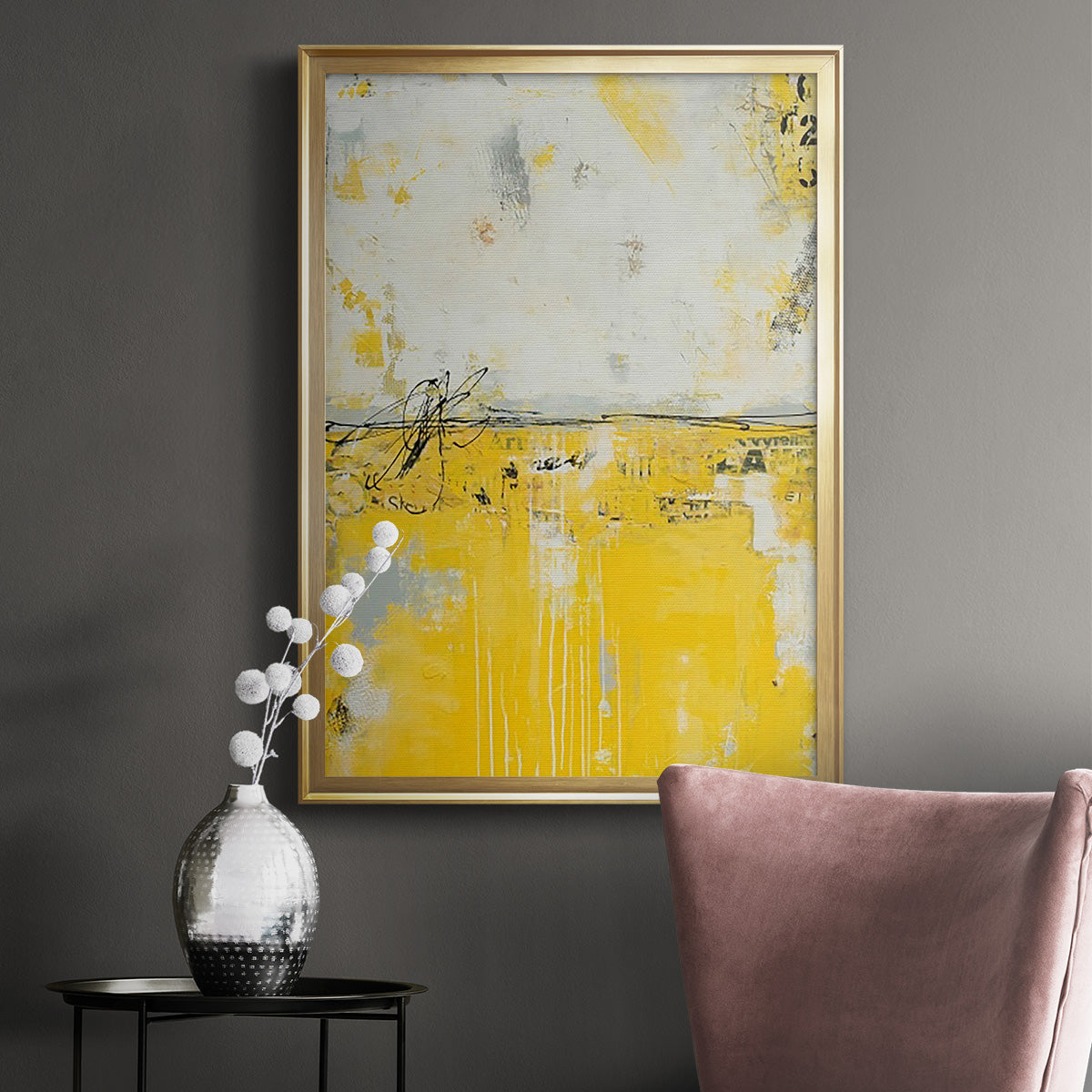Yellow Bound - Modern Framed Canvas Print