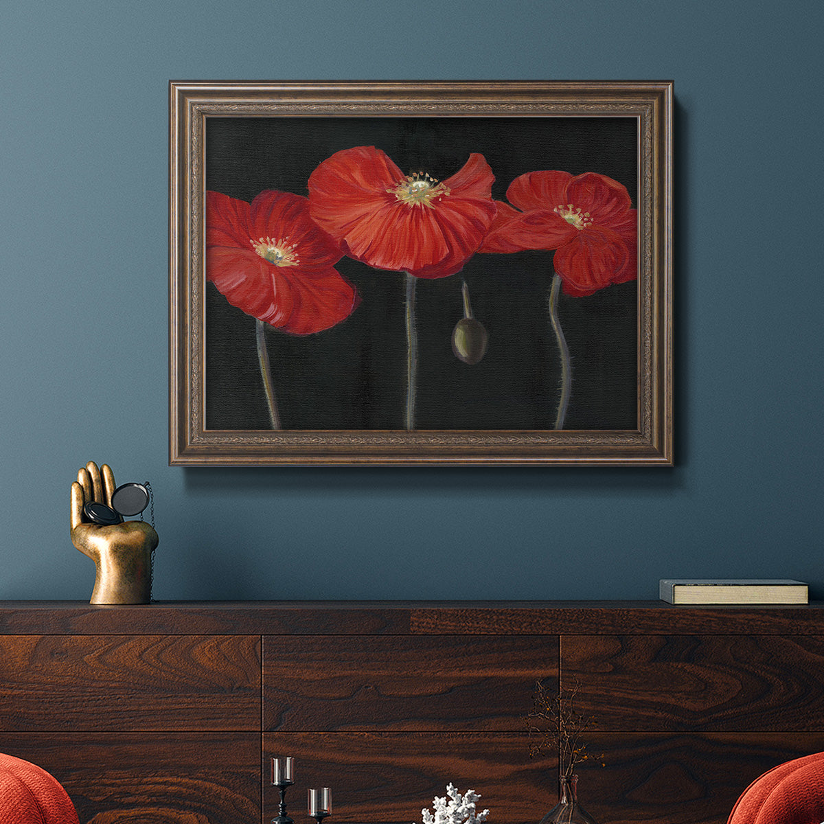 Poppy Trio I Premium Framed Canvas- Ready to Hang