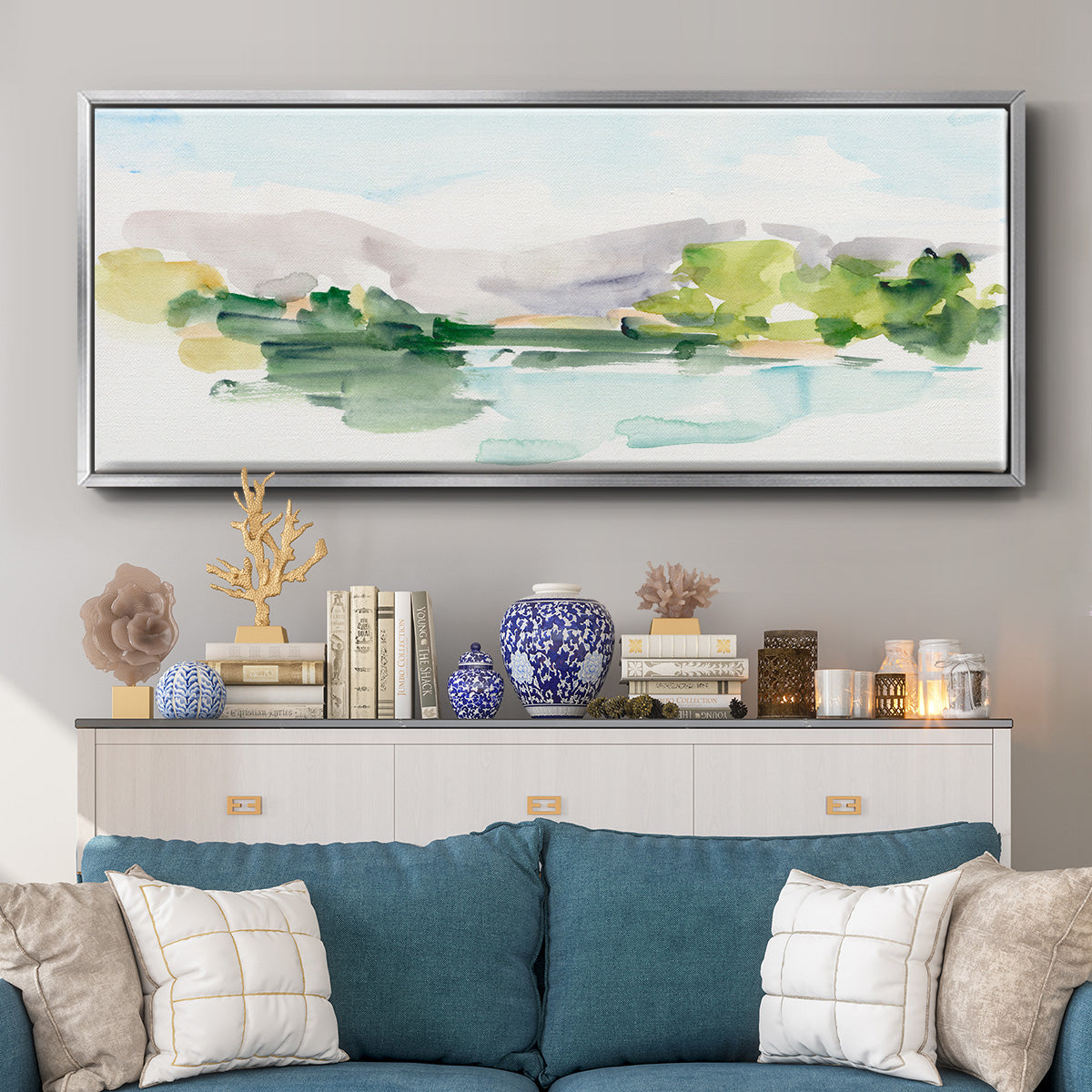 Tangerine Sunset II - Floater Framed Canvas Print