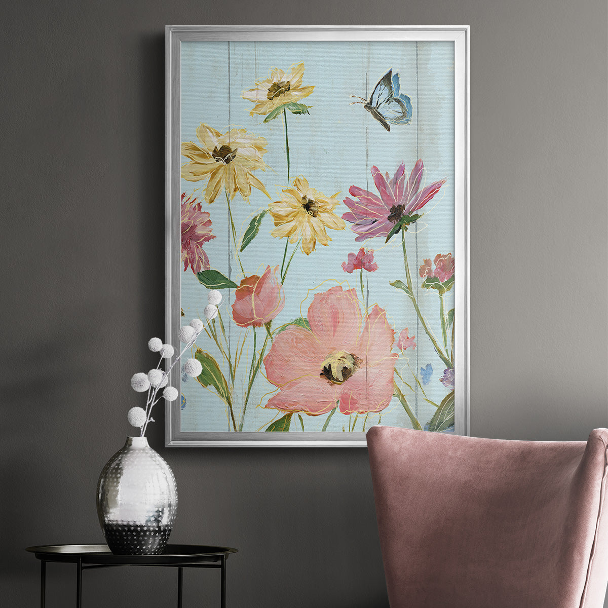 Wildflower Flutter II - Modern Framed Canvas Print