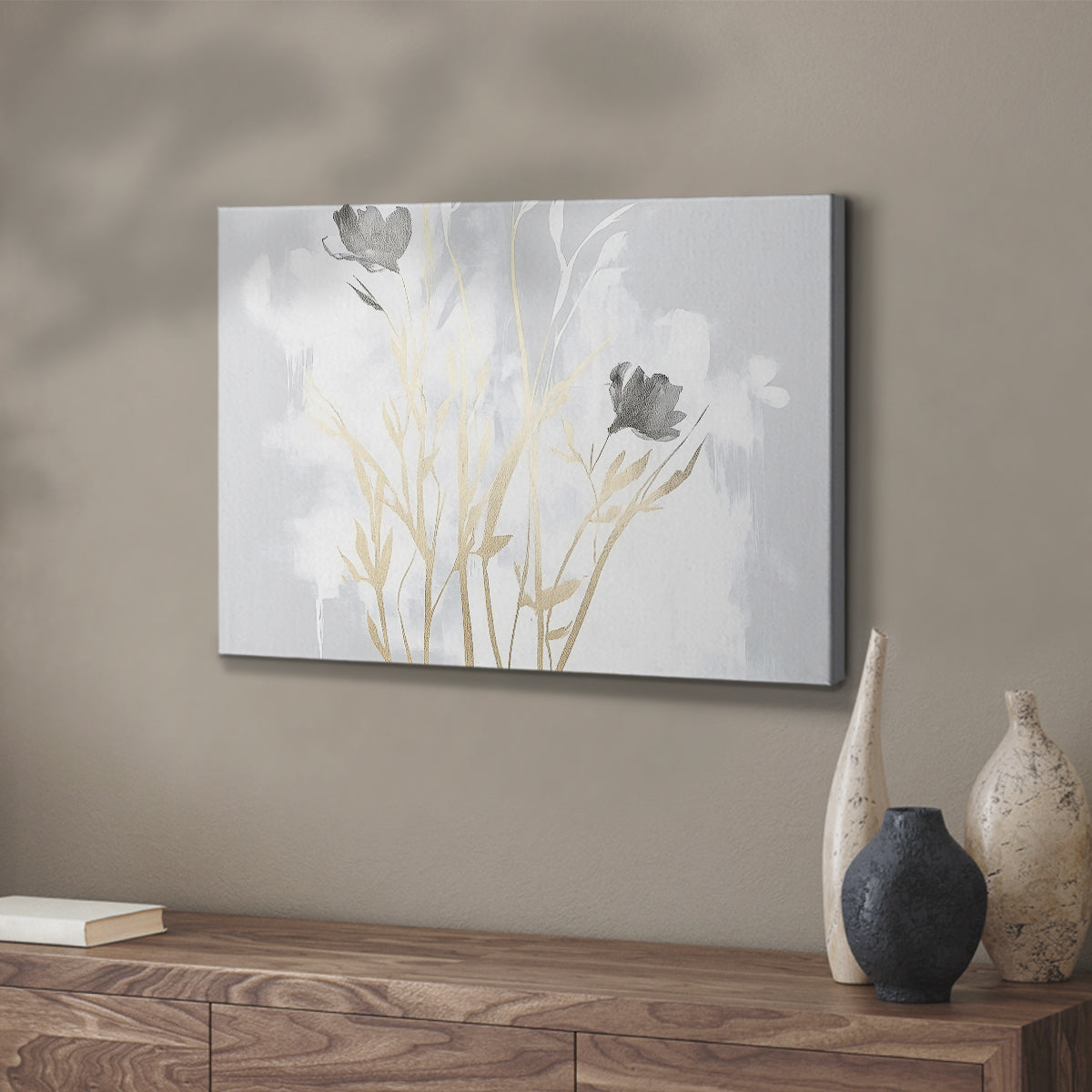 Grey Floral Painting XCIV - Canvas Art Print