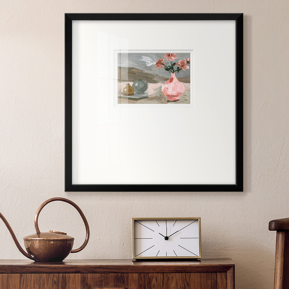 Vase of Pink Flowers VI Premium Framed Print Double Matboard