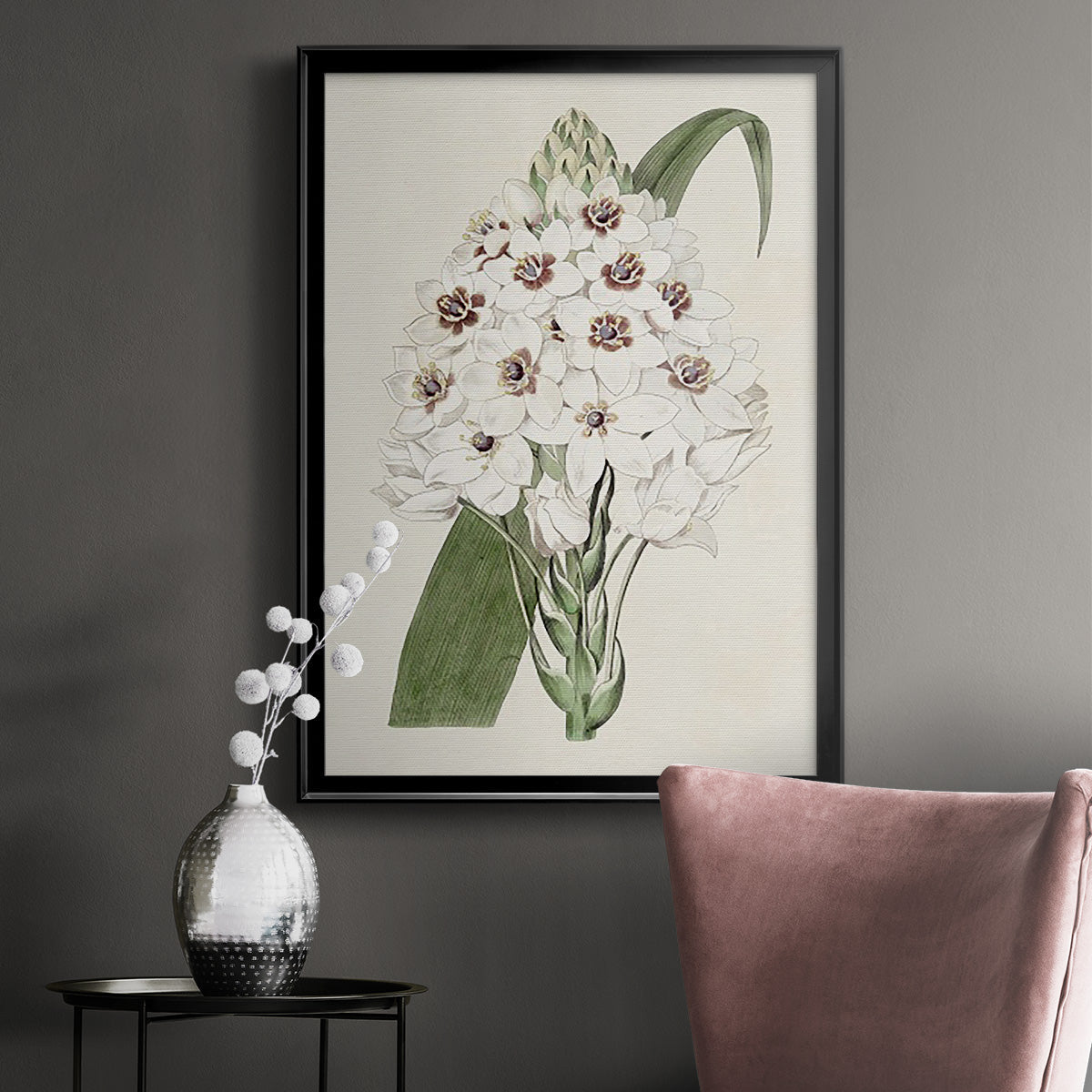 Flore Albo II - Modern Framed Canvas Print