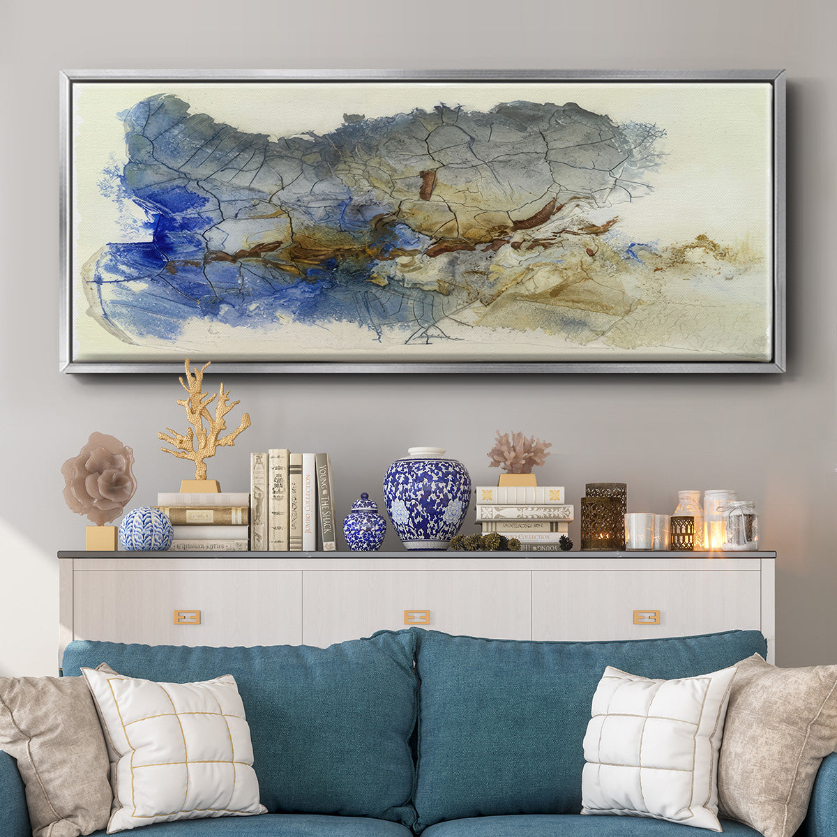 Golden Cleft I  - Floater Framed Canvas Print