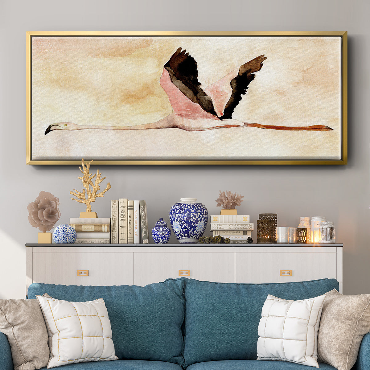 Touching Down I - Floater Framed Canvas Print