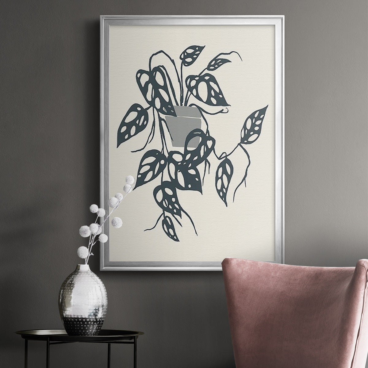 Growing Leaves VI - Modern Framed Canvas Print