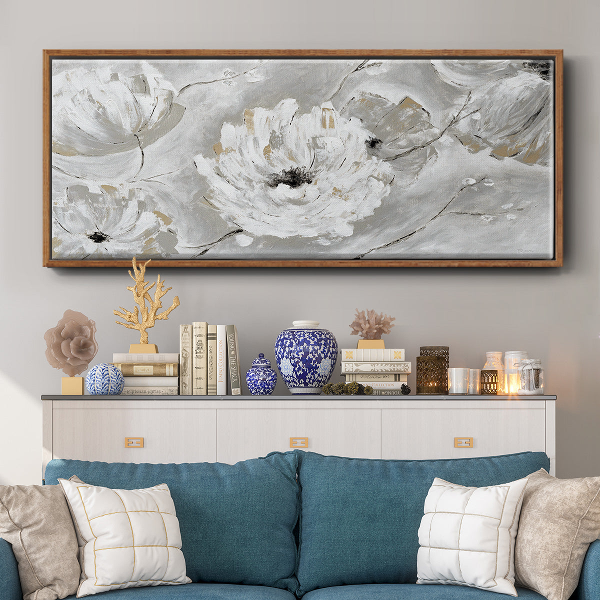 Silver Sun Garden - Floater Framed Canvas Print