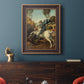 Religious painting of Saint George slaying the dragon by Raphael in an ornate bronzed mahogany wood frame displayed in a dark-toned interior setting.