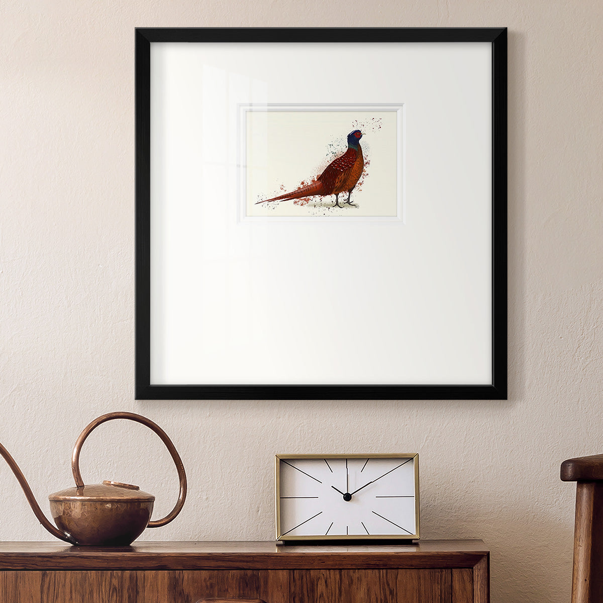 Pheasant Splash 4 Premium Framed Print Double Matboard