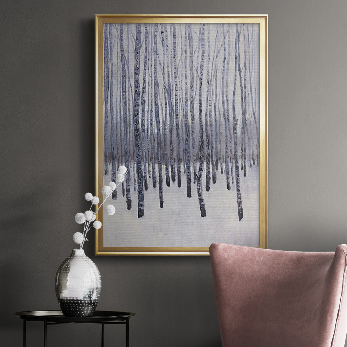 Bare Trees in Winter II - Modern Framed Canvas Print