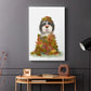Landed in Autumn, Black and White Dog - Canvas Art Print