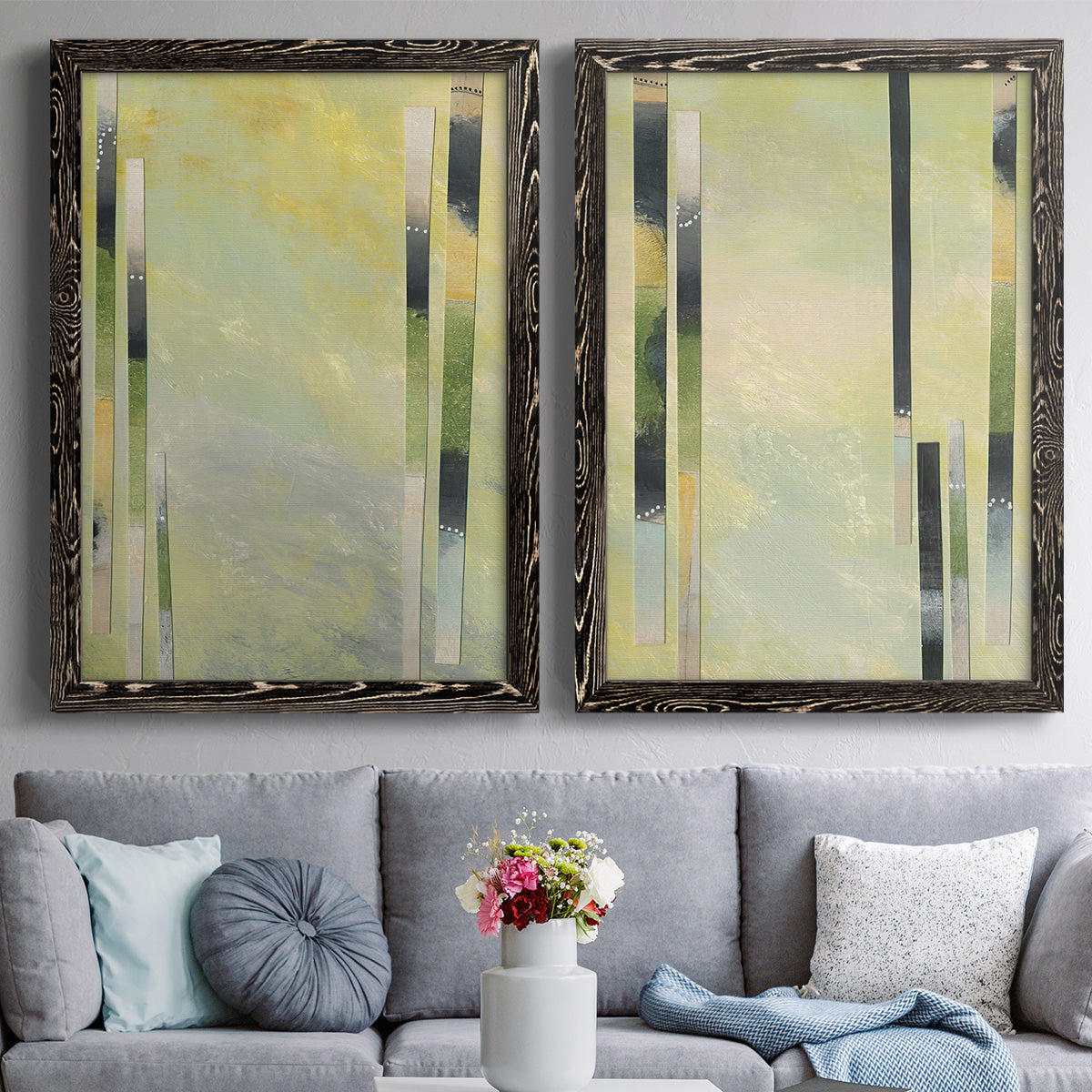 Neutral Assemblage III - Premium Framed Canvas 2 Piece Set - Ready to Hang