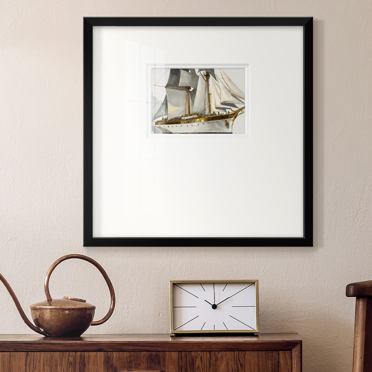 White and Gold Sails Premium Framed Print Double Matboard