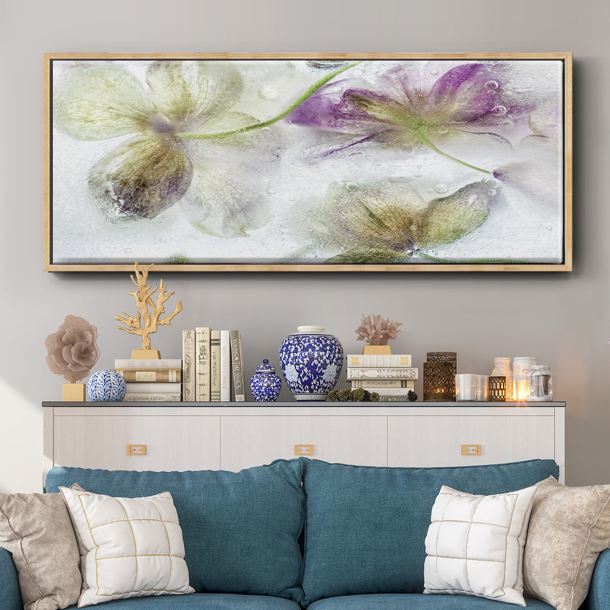 Frozen Floral IV - Floater Framed Canvas Print