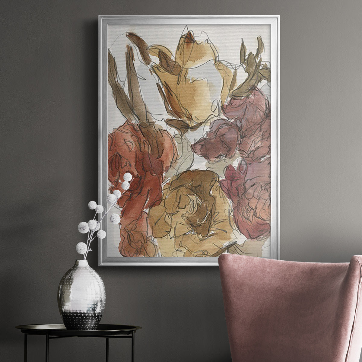 Cropped Floral Arrangement I - Modern Framed Canvas Print