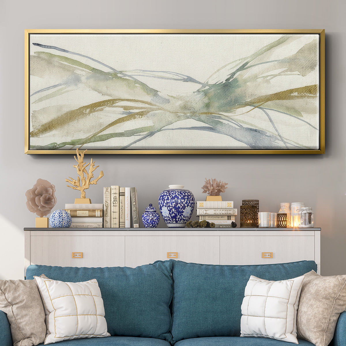 Watercolor Waves II - Floater Framed Canvas Print