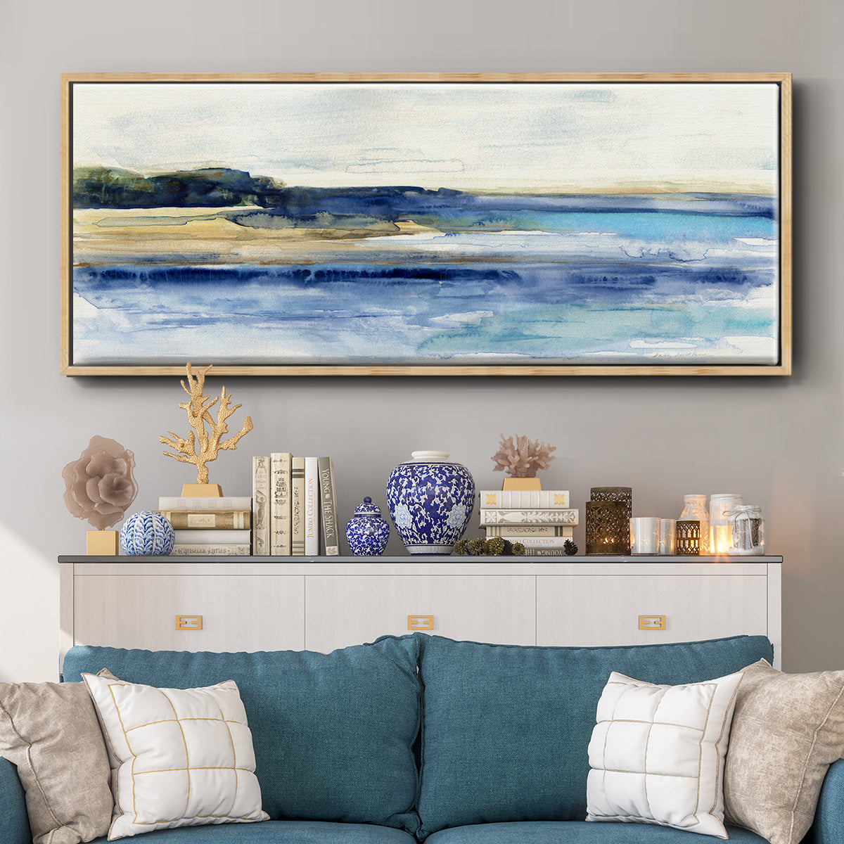 Indigo Bay - Floater Framed Canvas Print