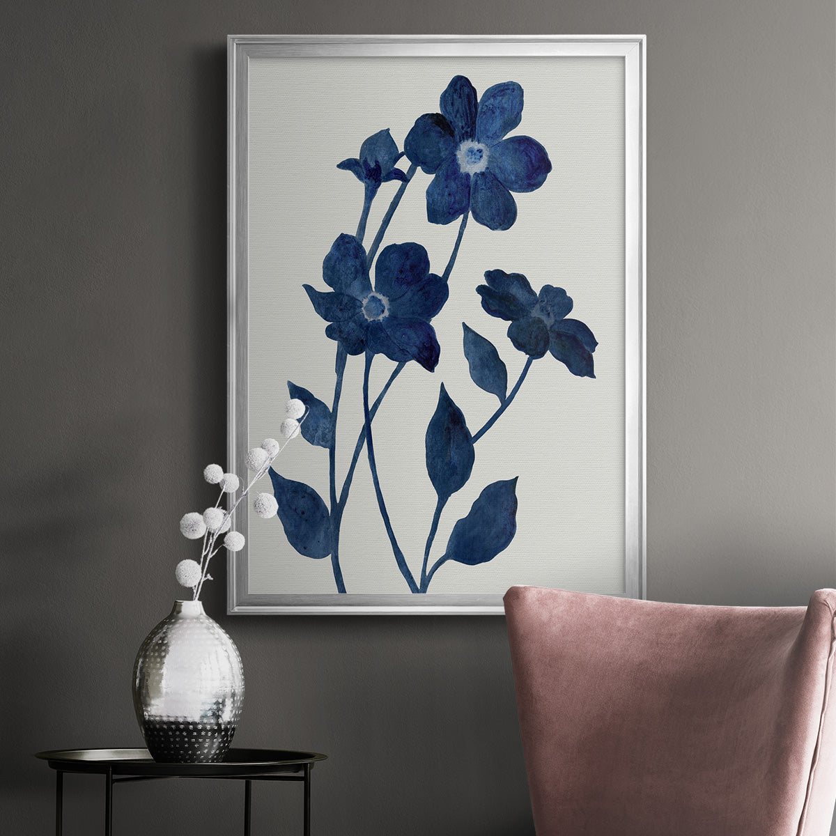 Indigo Bloom II - Modern Framed Canvas Print