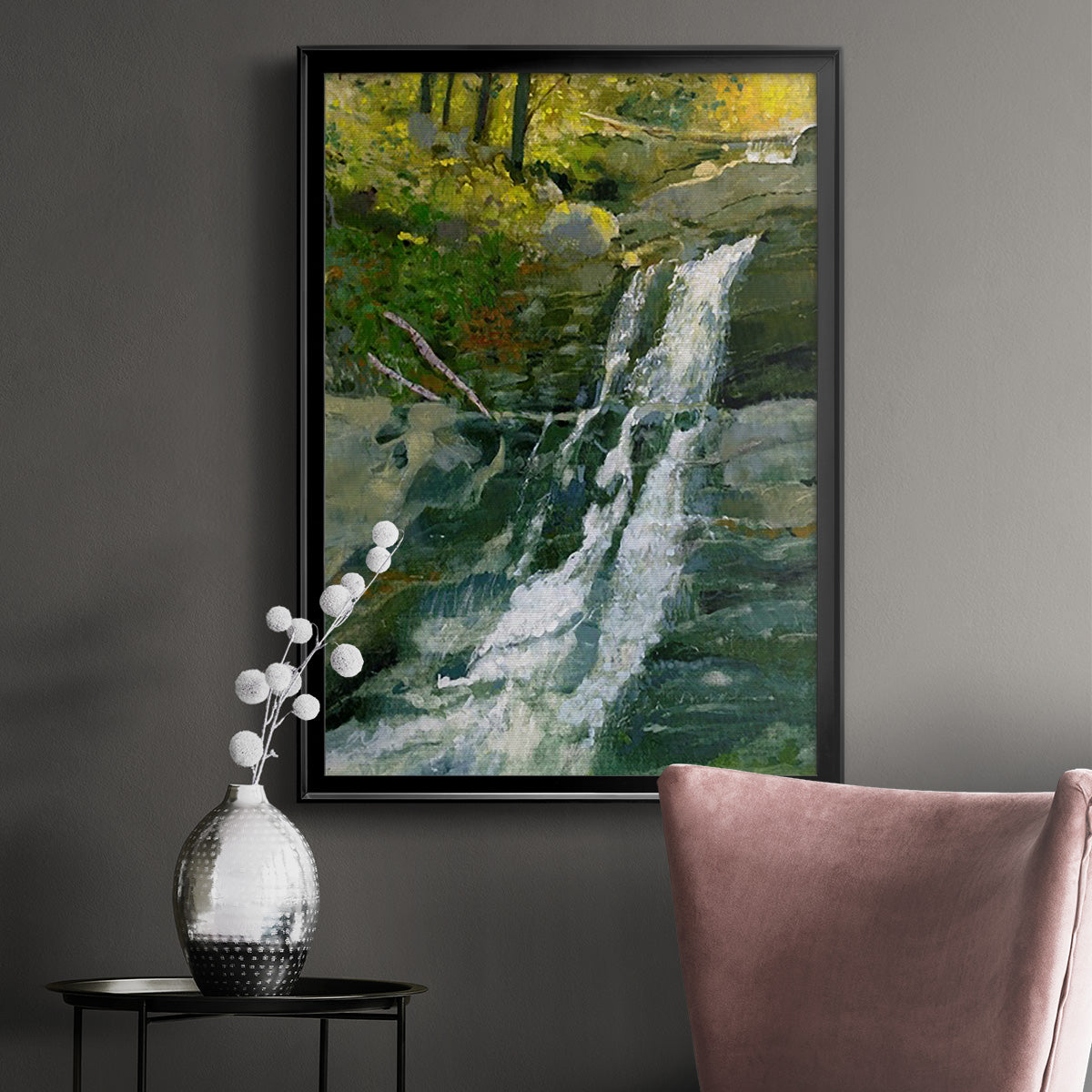 Kent Falls - Modern Framed Canvas Print