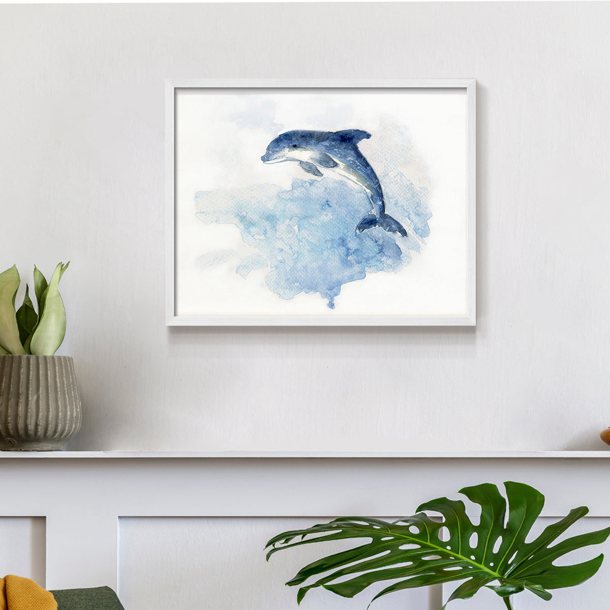 45574,dolphin,ocean,water,sunrise,jumping,coastal,serenity,artwork,watercolor,marine life,nature,tranquility,waves,blue,artwork frame,joyful,animal,beach,shores,wildlife,beauty,horizon,sea,playful,painting,aquatic,colorful,abstract,creative,outdoor,natural,landscape,decor,design,craftsmanship,inspiration,fluidity,movement,Re-stickable,Nautical & Beach