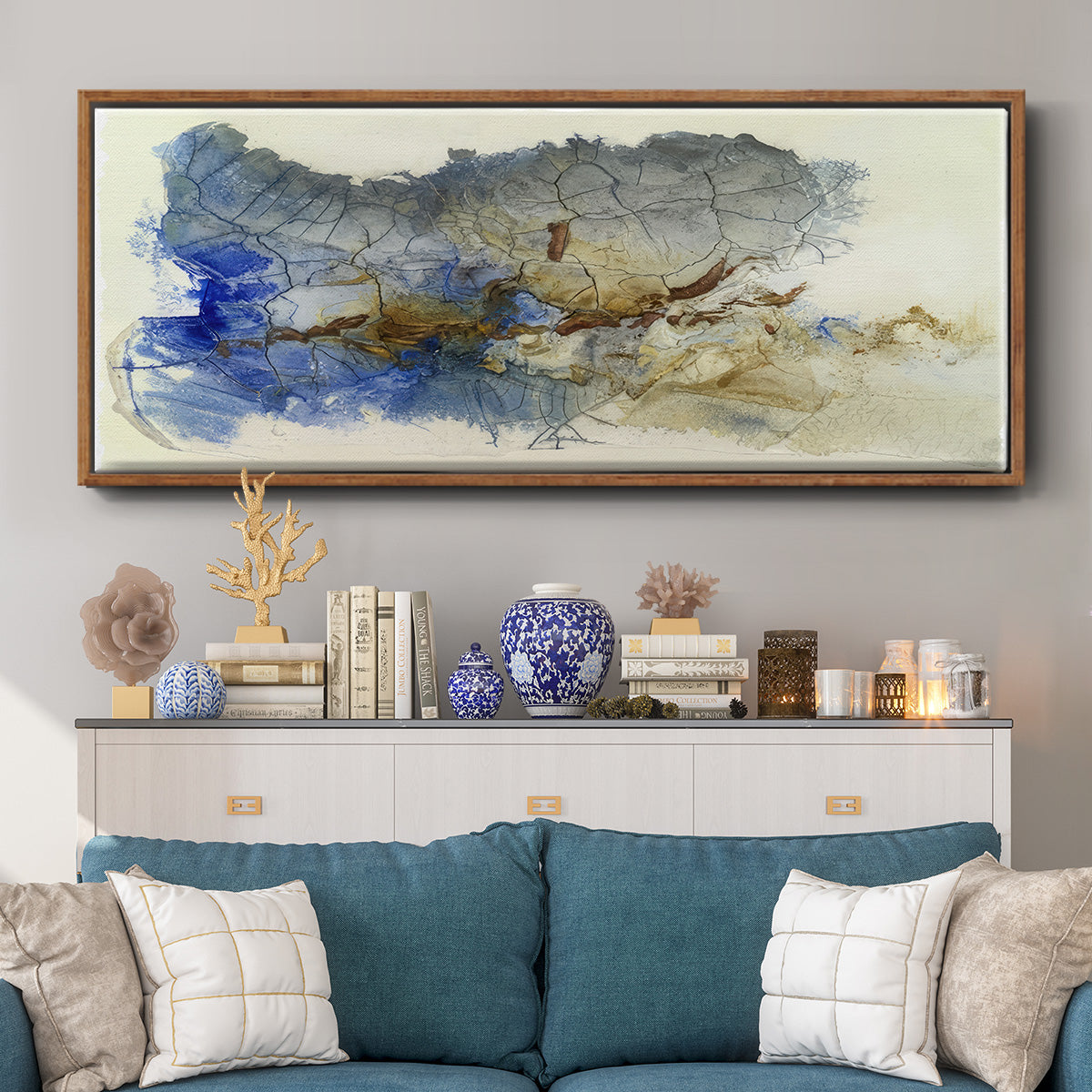 Golden Cleft I  - Floater Framed Canvas Print