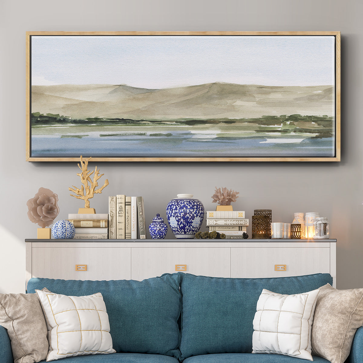 Desert Mountains I - Floater Framed Canvas Print