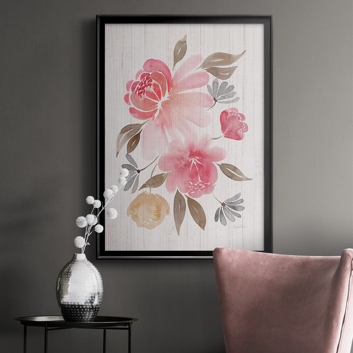 Loose Peonies II - Modern Framed Canvas Print