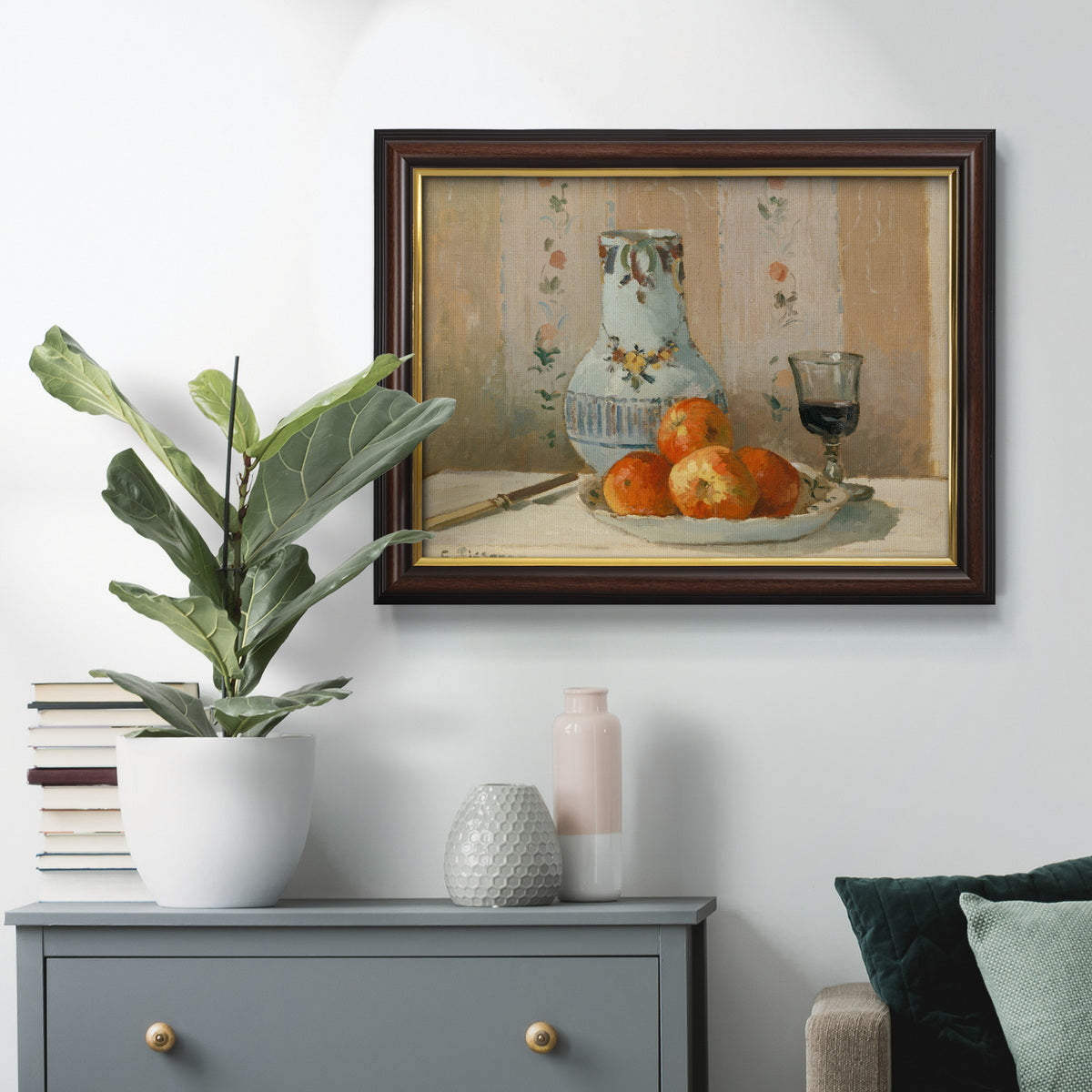 Still Life with Apples and Pitcher Premium Framed Canvas- Ready to Hang