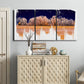 Three-panel canvas wall art featuring panoramic treeline landscape photograph, displayed above a cabinet in an entryway.