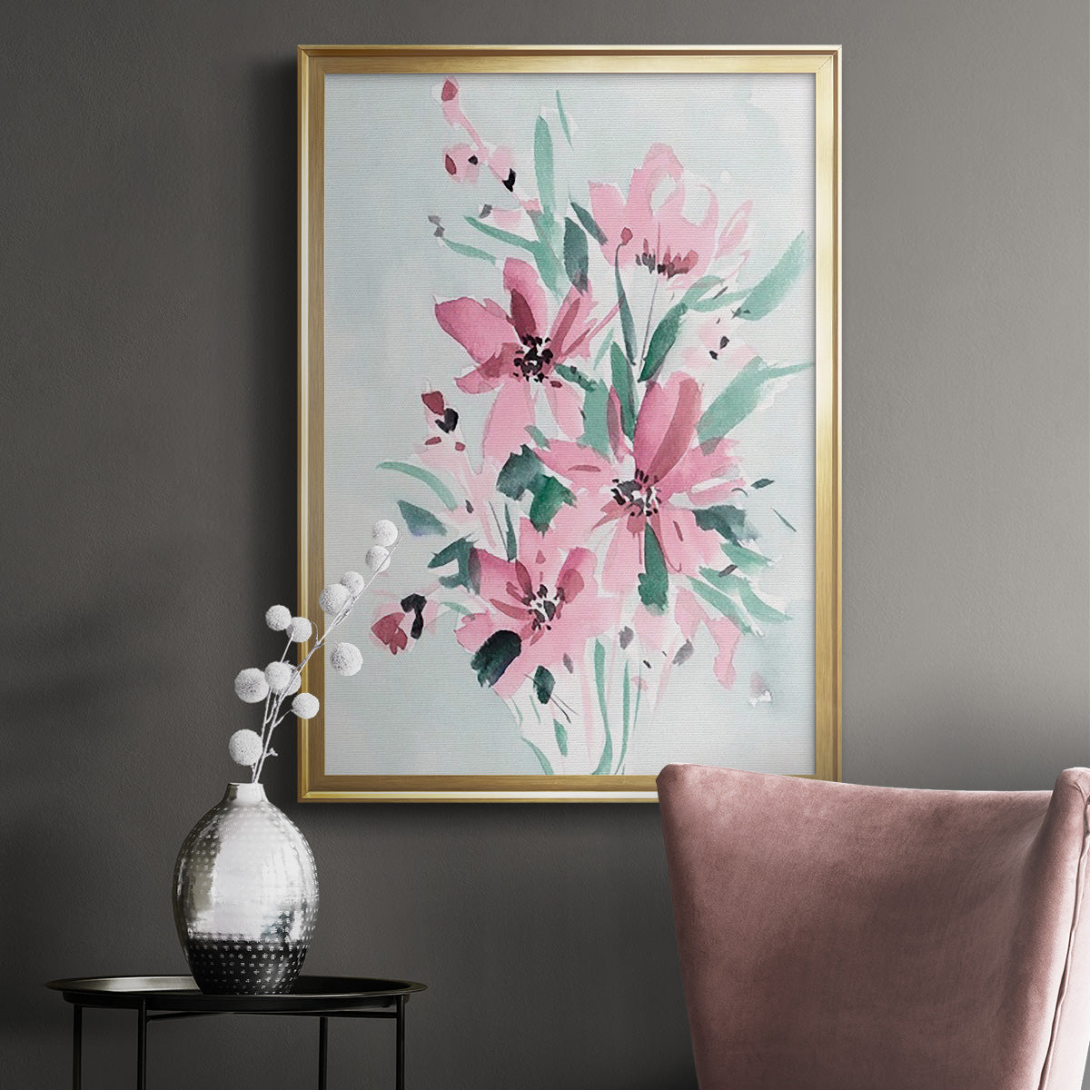 Posy Blooms I - Modern Framed Canvas Print