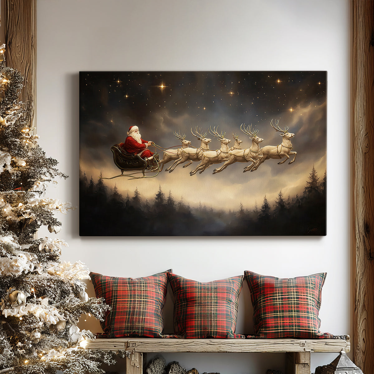 Warm Lantern Carols at Midnight - Canvas Art Print