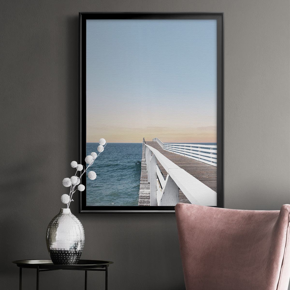 Day at the Pier - Modern Framed Canvas Print