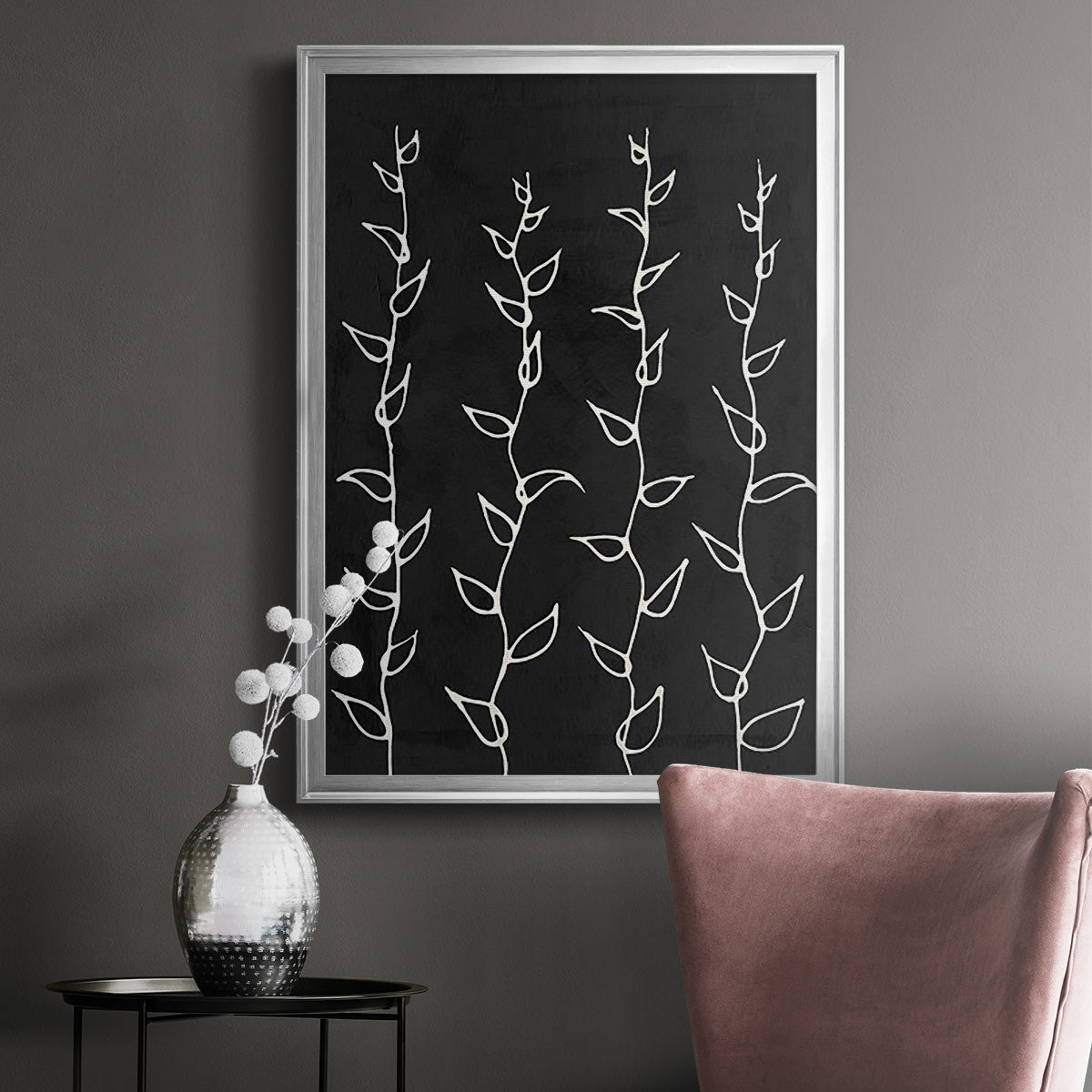 Ivory Vines I - Modern Framed Canvas Print