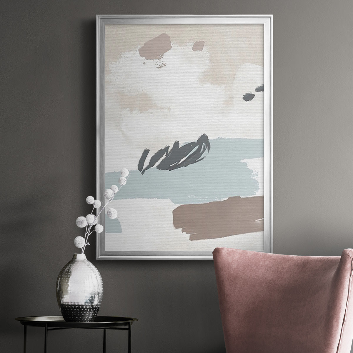 Neutral Wash II - Modern Framed Canvas Print