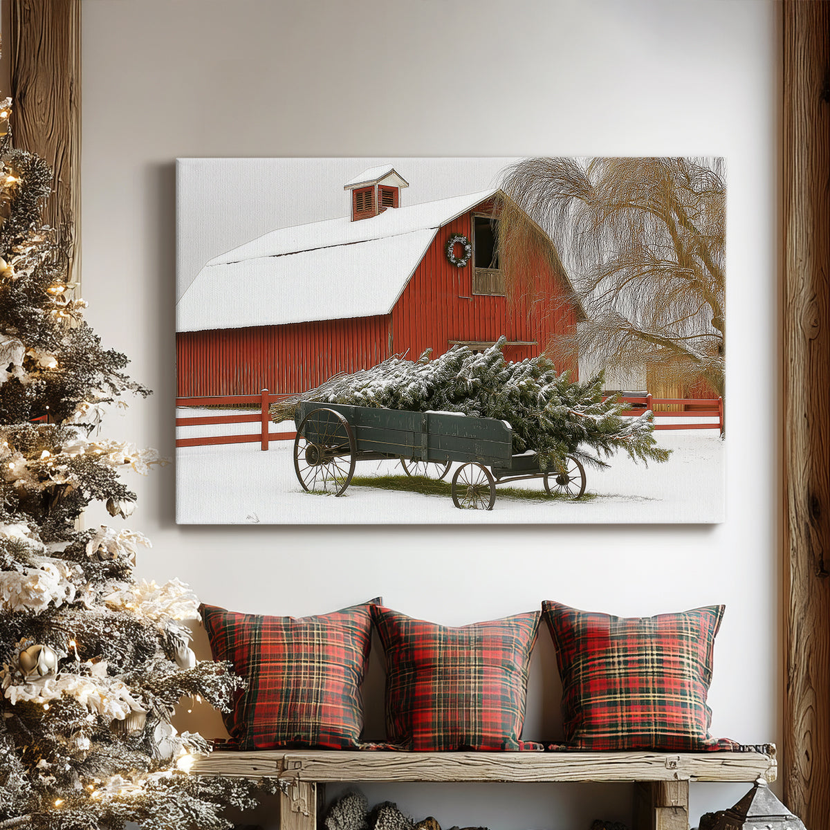 Sleigh of Warm Lantern Promise - Canvas Art Print