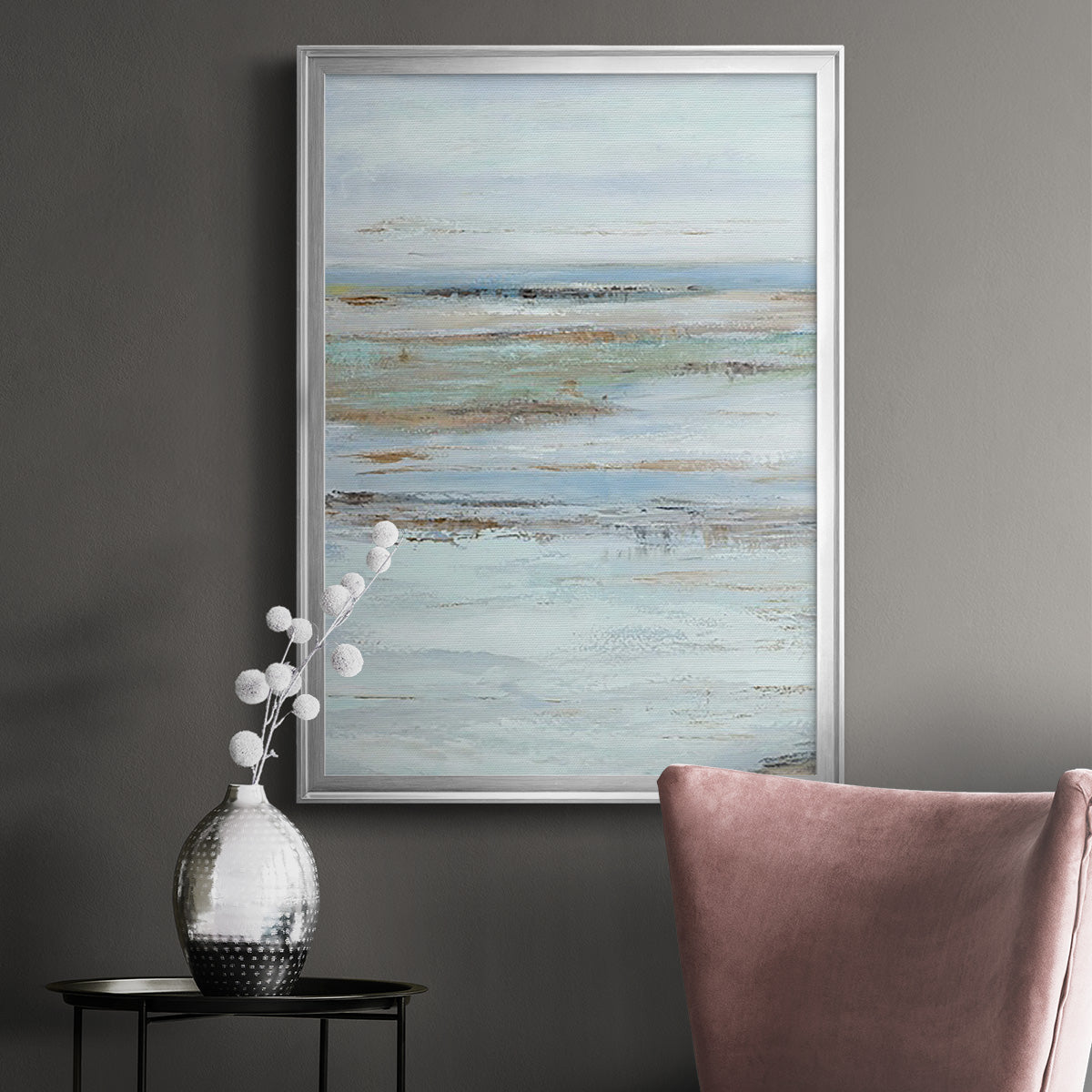 Muted Misty Marsh I - Modern Framed Canvas Print