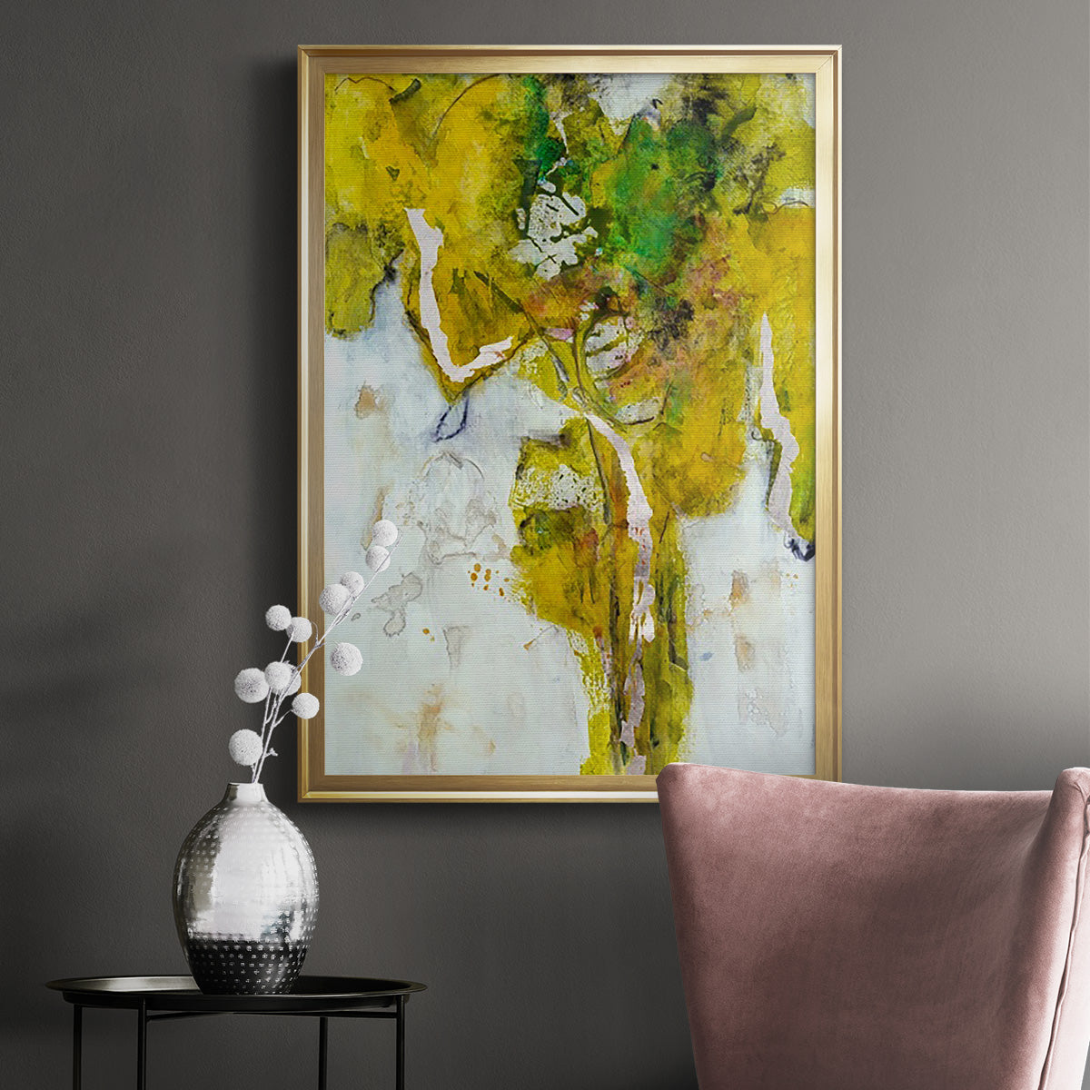 Golden Foliage I - Modern Framed Canvas Print