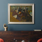 Impressionist cabaret interior scene by Henri de Toulouse-Lautrec in an ornate champagne frame displayed in a light-toned interior setting.