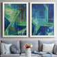 Geometric in Cool VII - Premium Framed Canvas 2 Piece Set - Ready to Hang