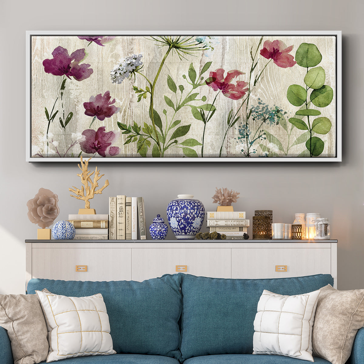 Meadow Flowers I - Floater Framed Canvas Print