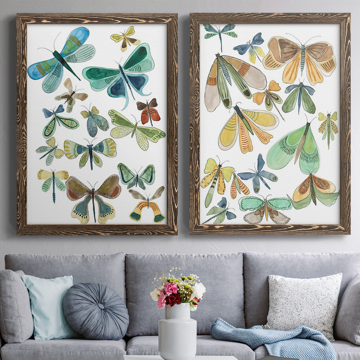 Wings Galore I - Premium Framed Canvas 2 Piece Set - Ready to Hang