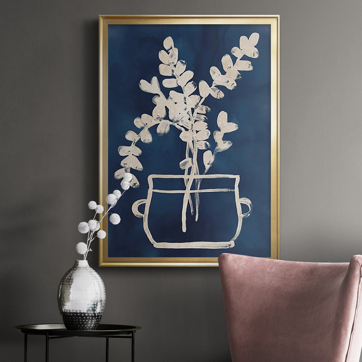 Vessel on Indigo I - Modern Framed Canvas Print