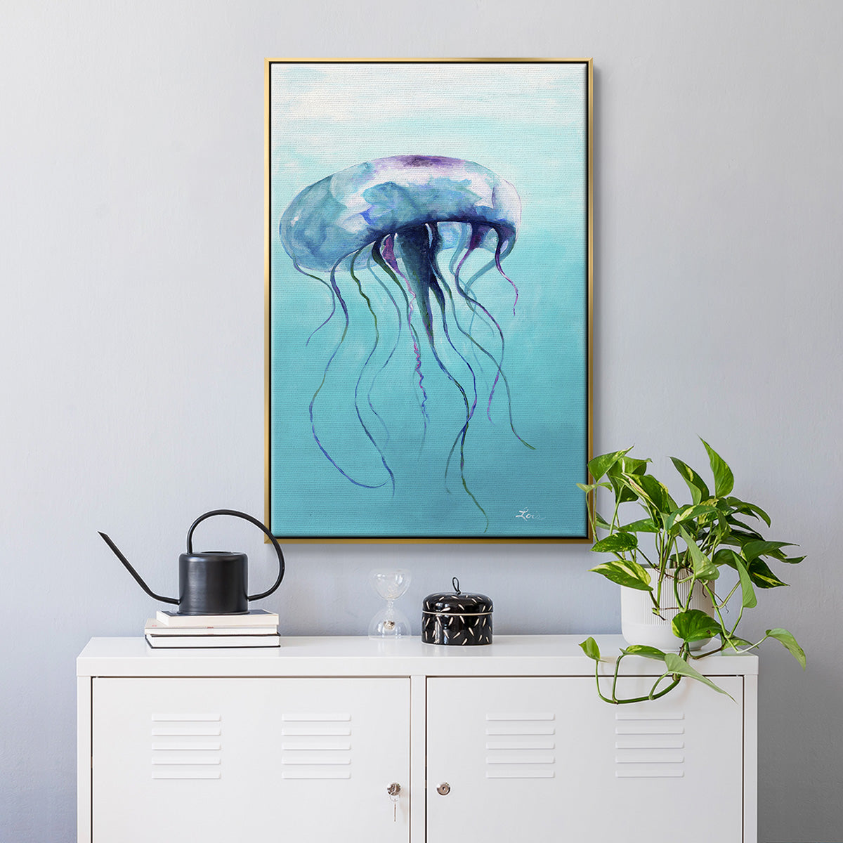 Jelly Fish - Framed Premium Gallery Wrapped Canvas L Frame - Ready to Hang