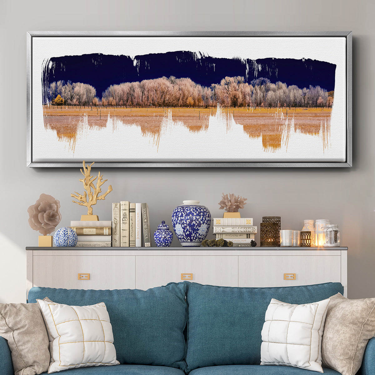Treeline Panorama - Floater Framed Canvas Print