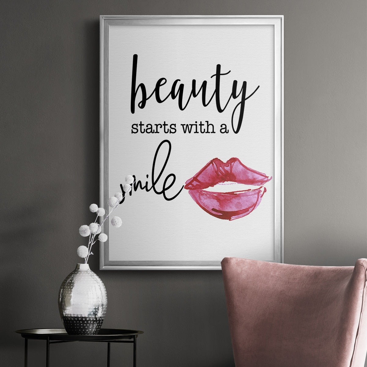 Beauty Starts With A Smile - Modern Framed Canvas Print