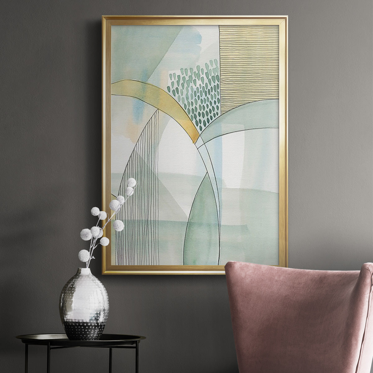 Mint Reflection I - Modern Framed Canvas Print