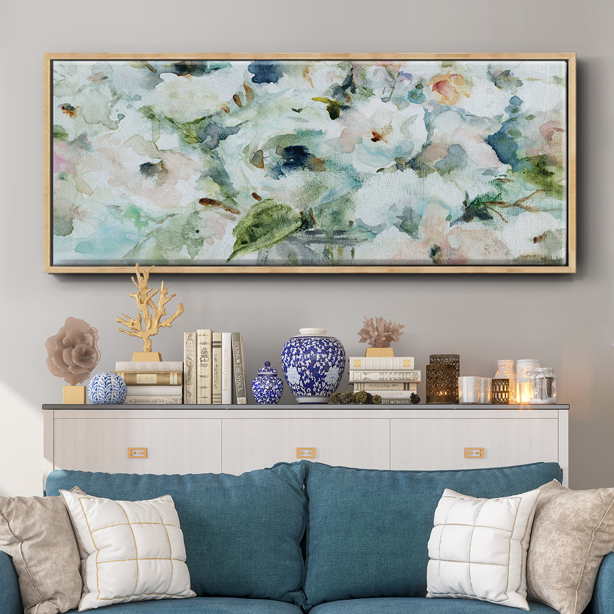 Blooming Softly - Floater Framed Canvas Print